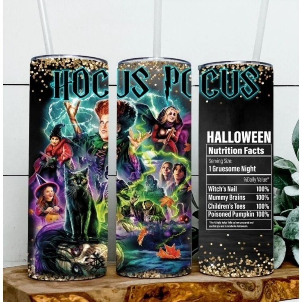 Hocus Pocus 20 oz Tumbler Stainless Steel Cold or Hot‎ Drinks Slide Lid Straw